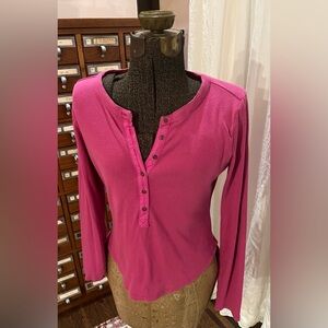Anthropologie Pilcro Ribbed Pink Button-Up Top